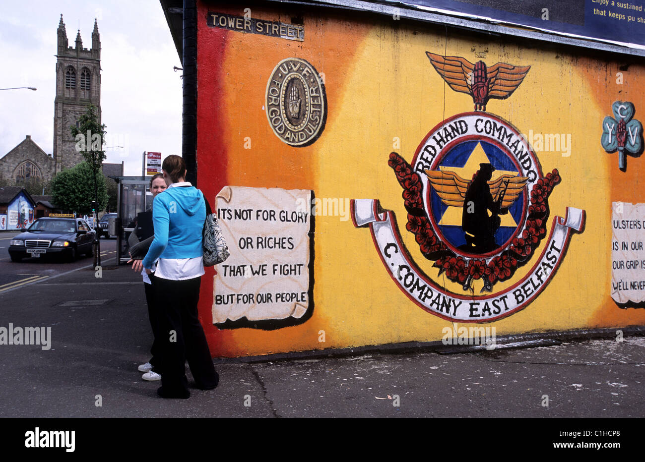 United Kingdom, Northern Ireland, Belfast, loyalist murals in the protestant Docks area Stock Photo