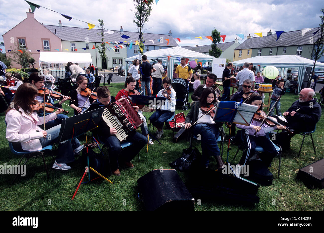 United Kingdom Northern Ireland Killyleagh the Magnus Barelegs Viking Festival is an annual traditional music & dance festival Stock Photo