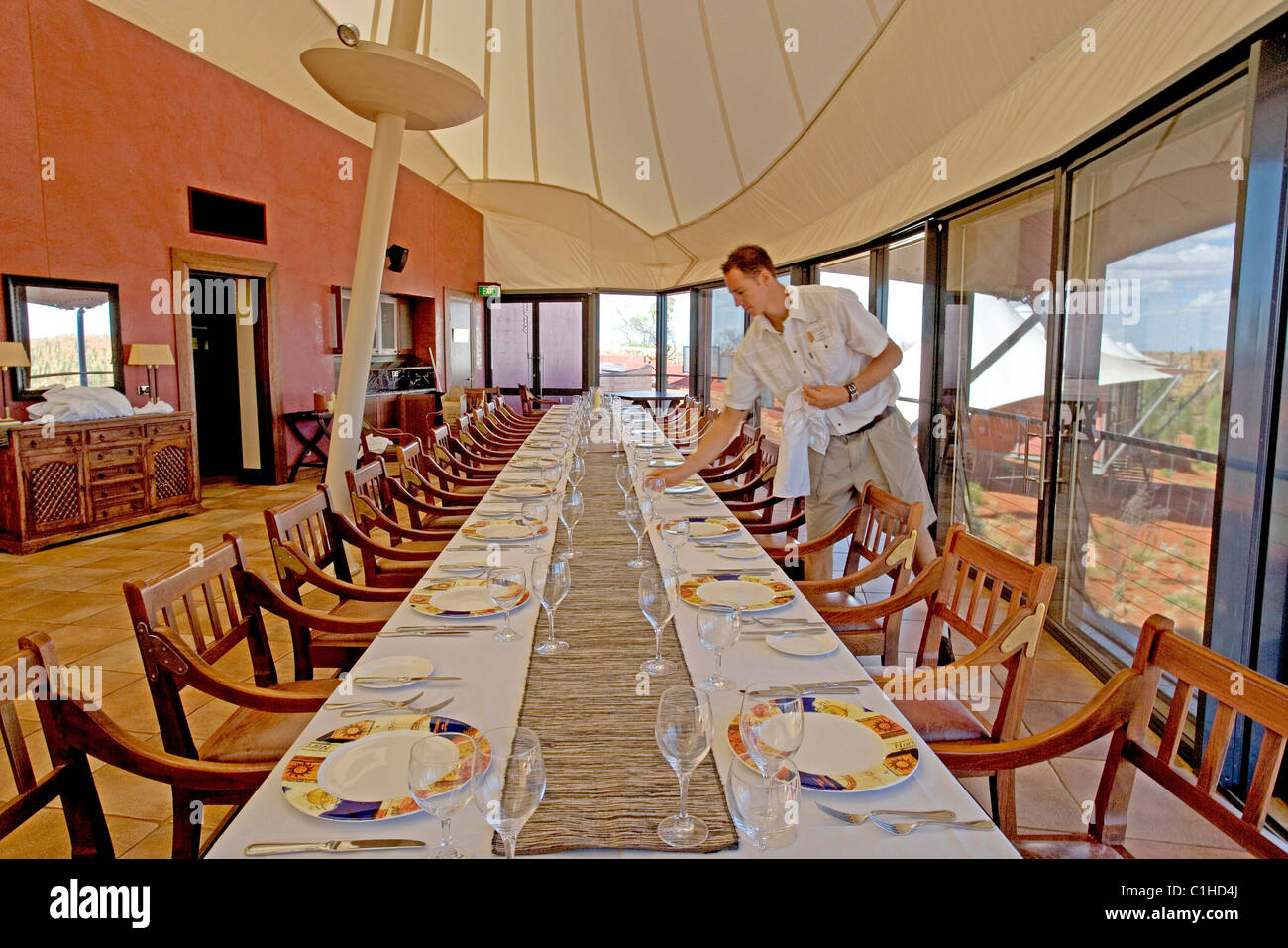 Australia Northern Territory Luxury Longitude Hotel at entrance of the National Park Uluru-Kata Tjuta Ayers Rock or Uluru Stock Photo