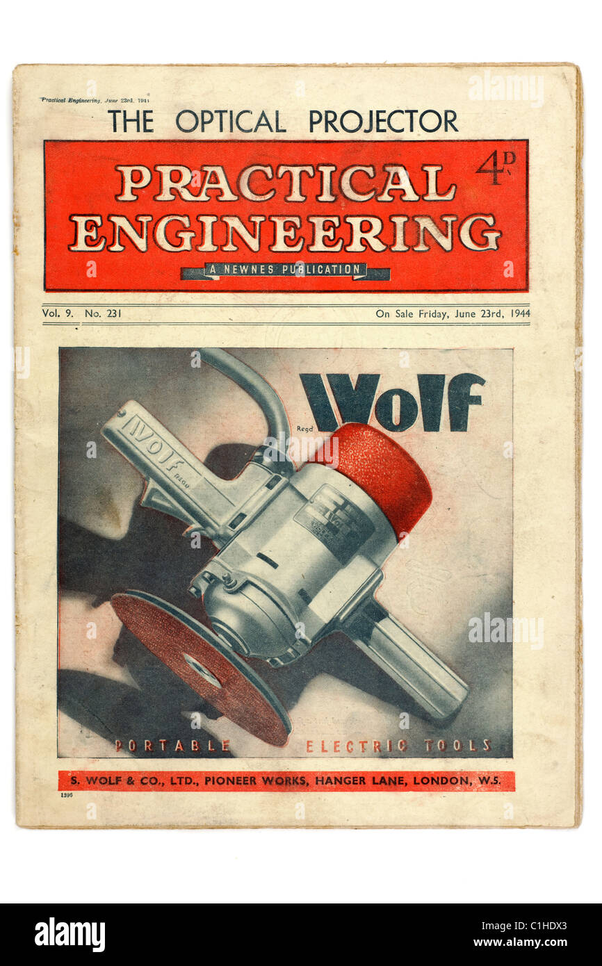 Old vintage magazine Practical Engineering dated June 23rd 1944. EDITORIAL ONLY Stock Photo