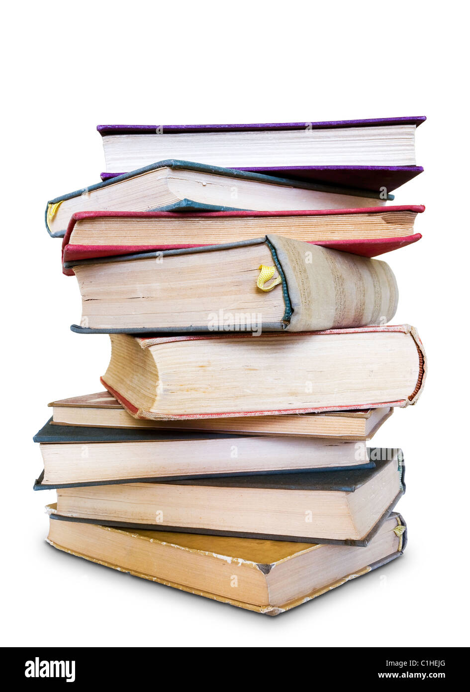A lot to learn, large pile of old books isolated on white background Stock Photo Alamy