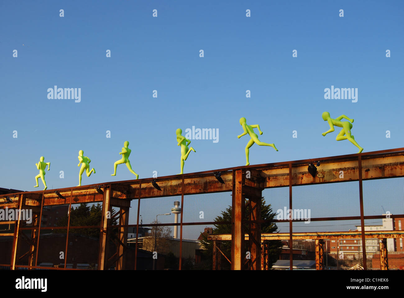 Six running sculptures, Liverpool Stock Photo Alamy