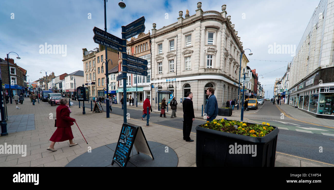 shops and buildings, Aberystwyth town centre, wales UK Stock Photo