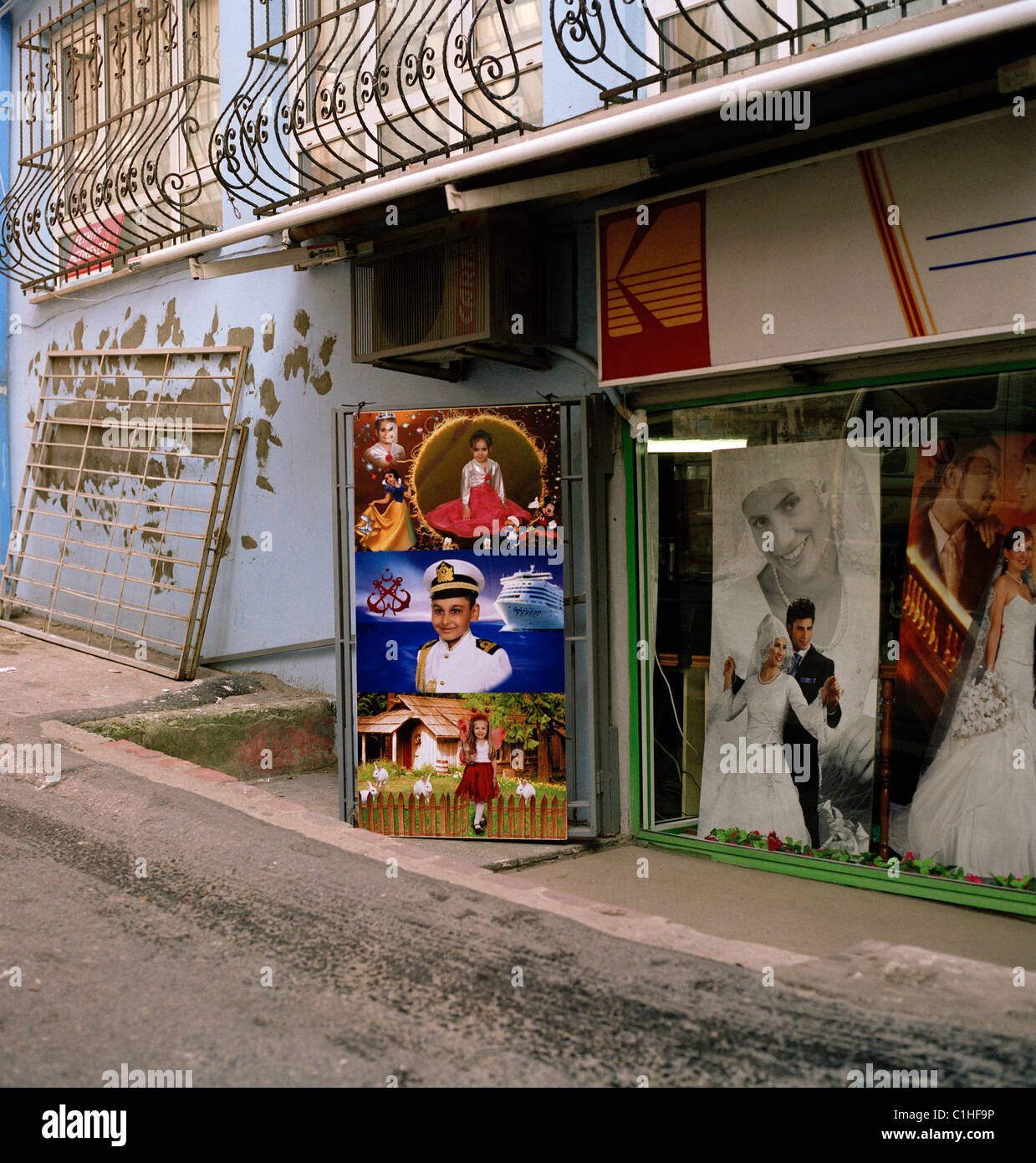 Documentary Photography - Photography studio in a street scene in Fener & Balat in Istanbul in Turkey in Middle East Asia. Stock Photo