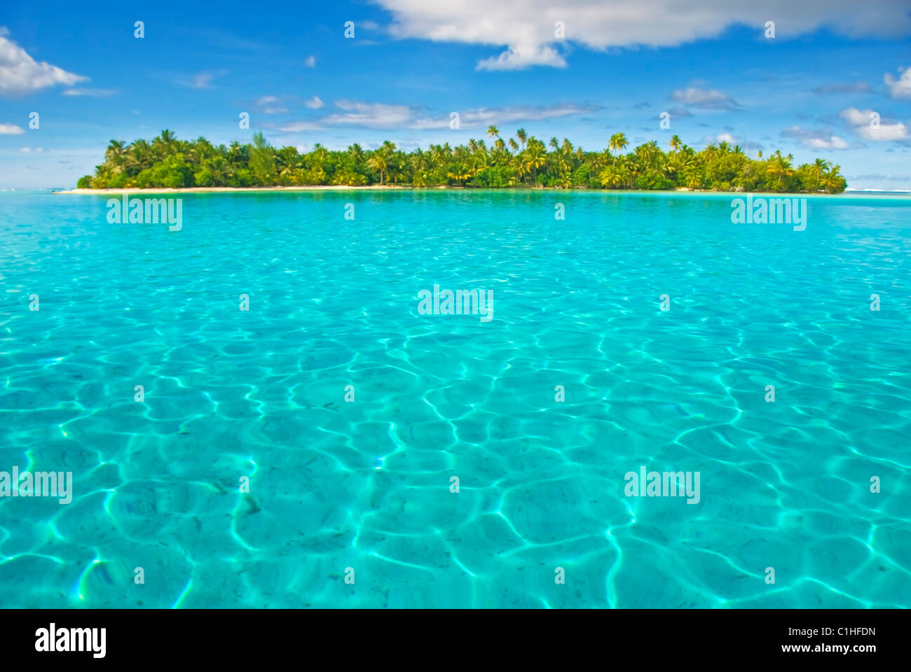 Tropical lagoon with island Stock Photo