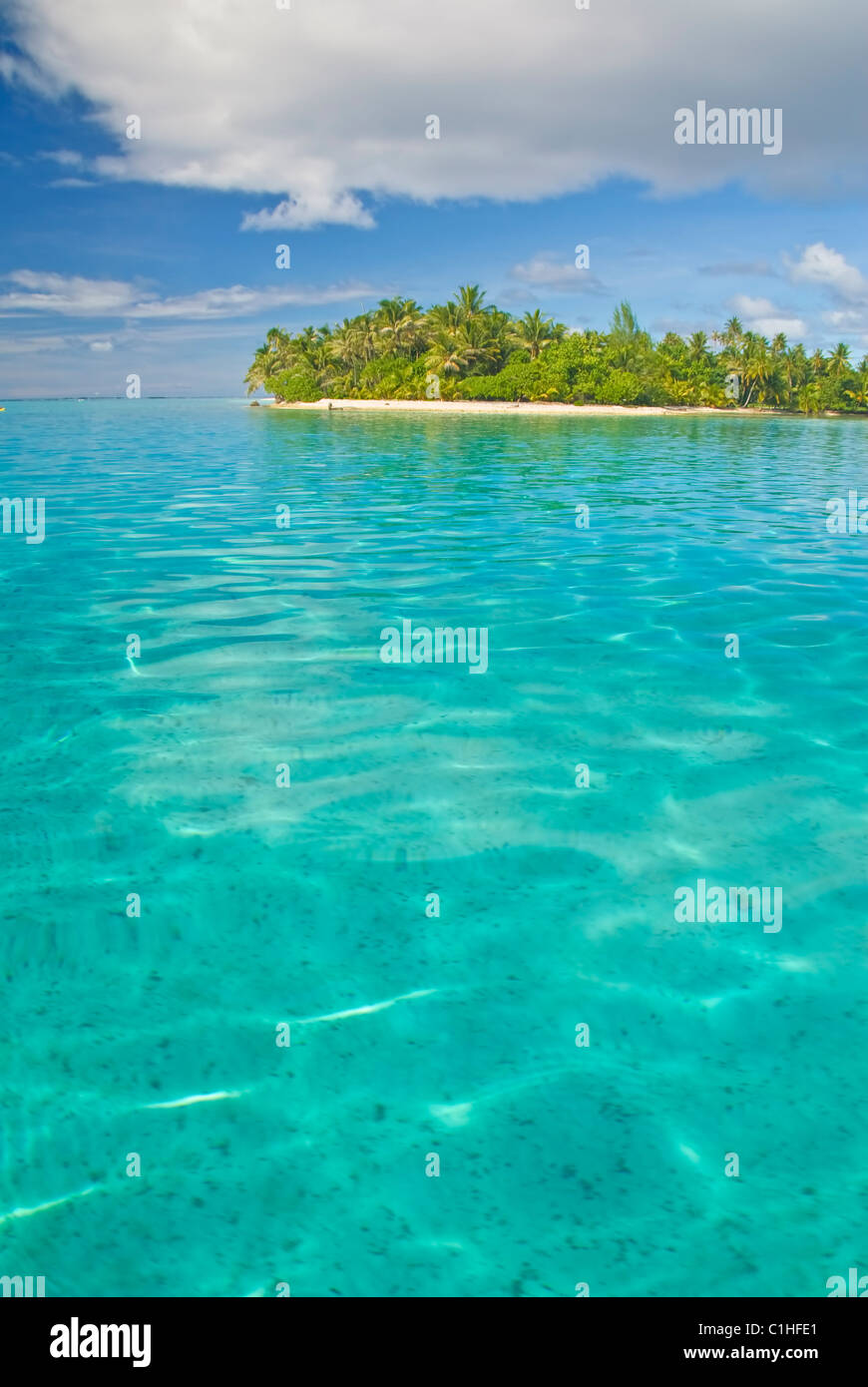 Tropical lagoon with island Stock Photo