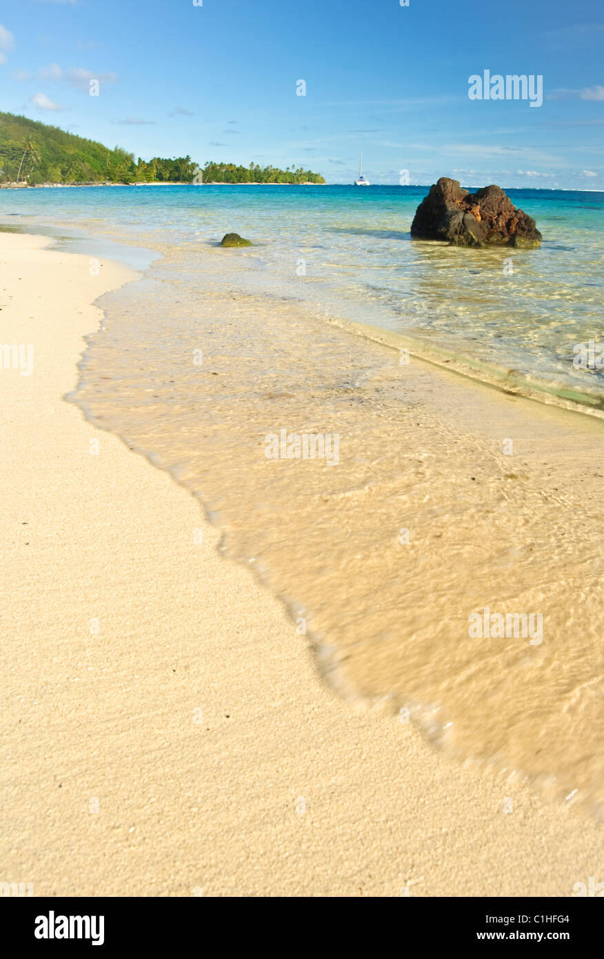 tropical beach in french polynesia Stock Photo