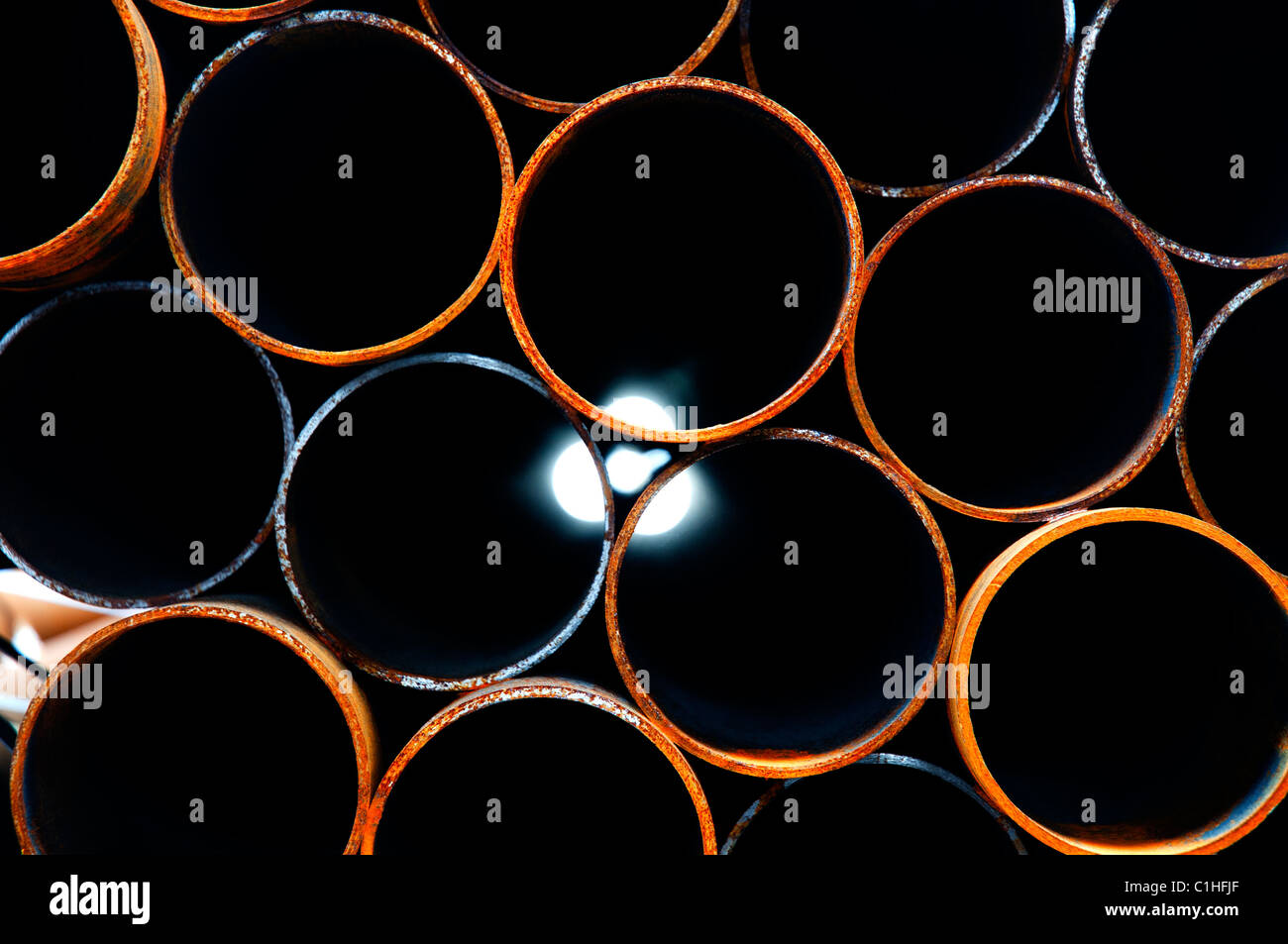 Close up of some metal pipes Stock Photo