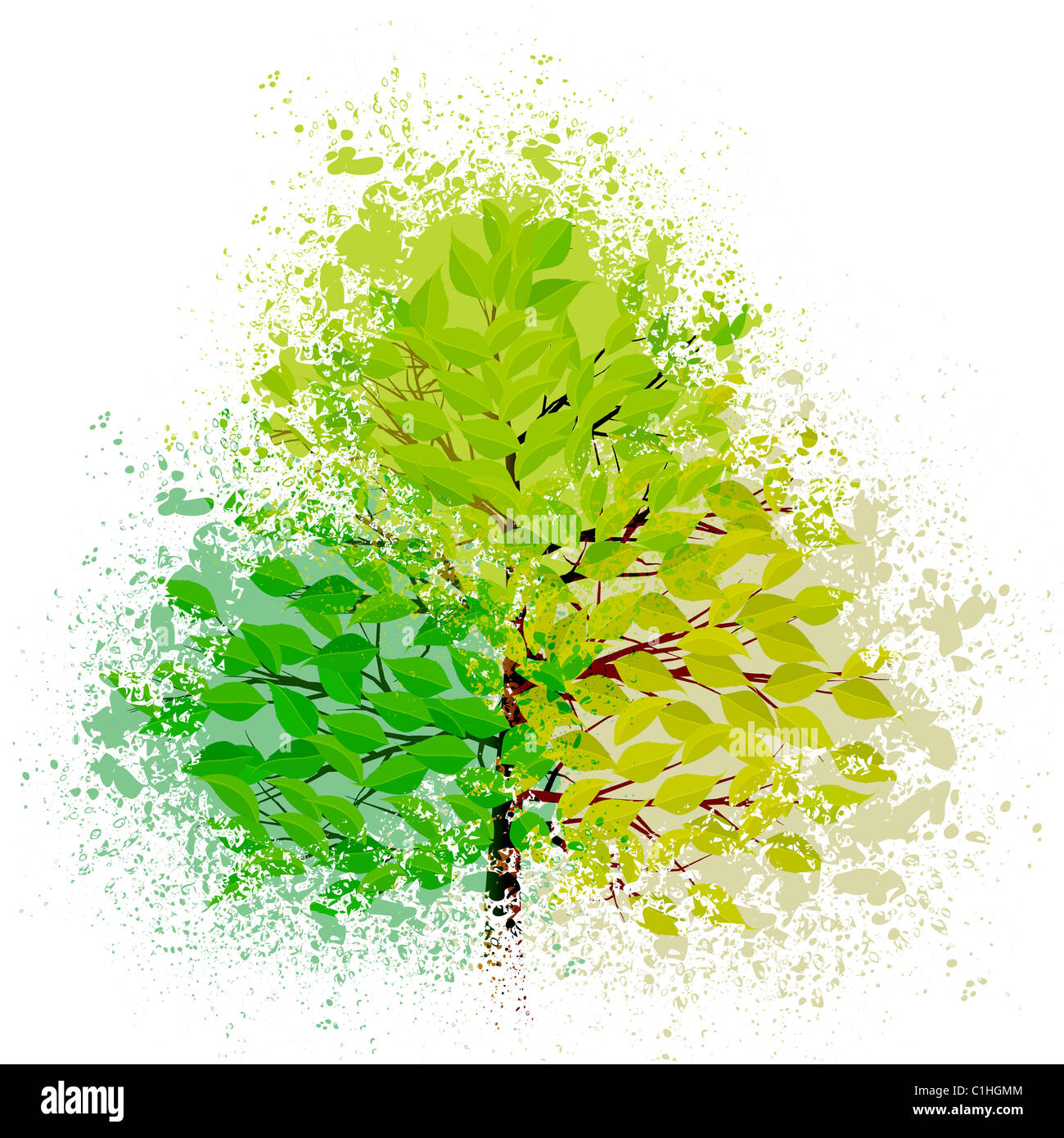 Abstract tree with grunge detail in green shades Stock Photo - Alamy