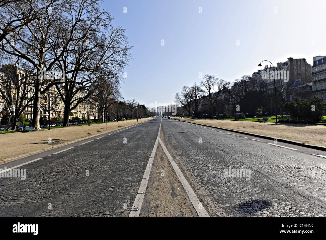 Avenue Foch, with Arc de Triomphe on the background, Paris, France