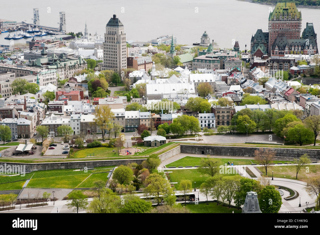 View of Old Quebec city; including Chateau Frontenac Stock Photo