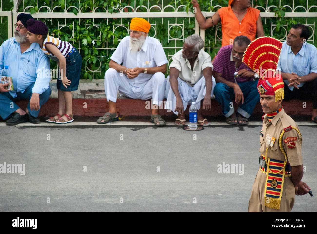 A guard at the Wagah Border Flag Ceremony Stock Photo