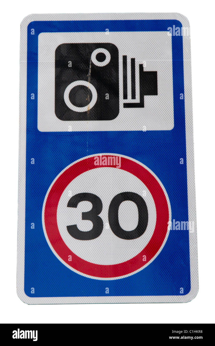 30 MPH speed warning sign Stock Photo
