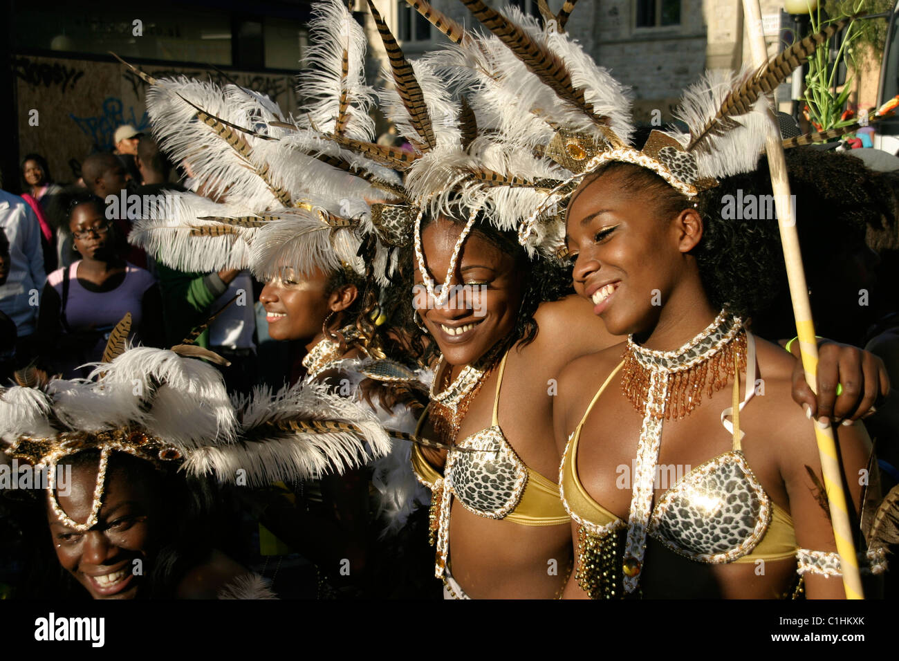 Young women in bikini costumes at Notting Hill Festival Stock Photo