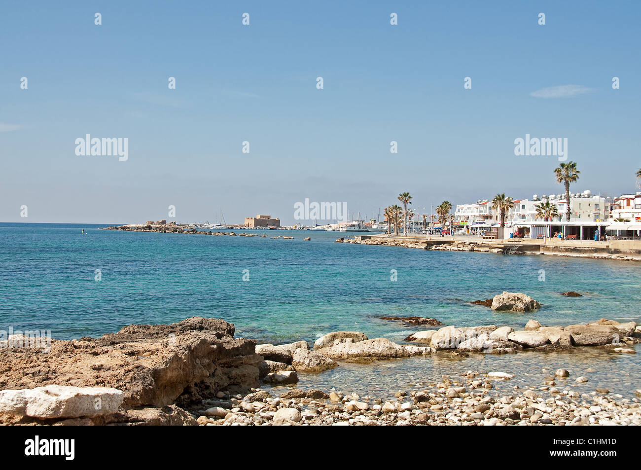 Paphos Pafos town Cyprus with Fort Stock Photo - Alamy