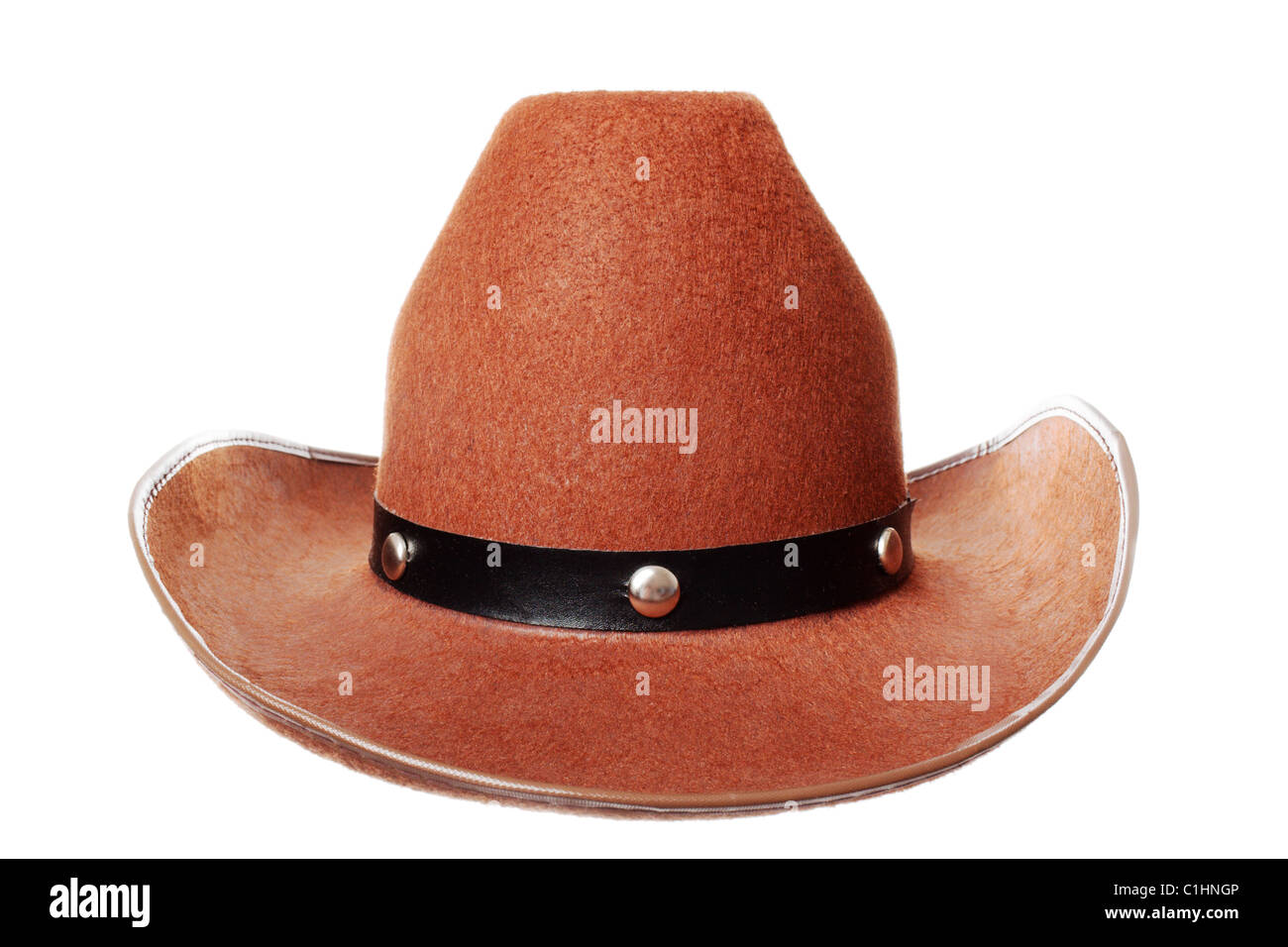 Brown cowboy hat isolated over white Stock Photo