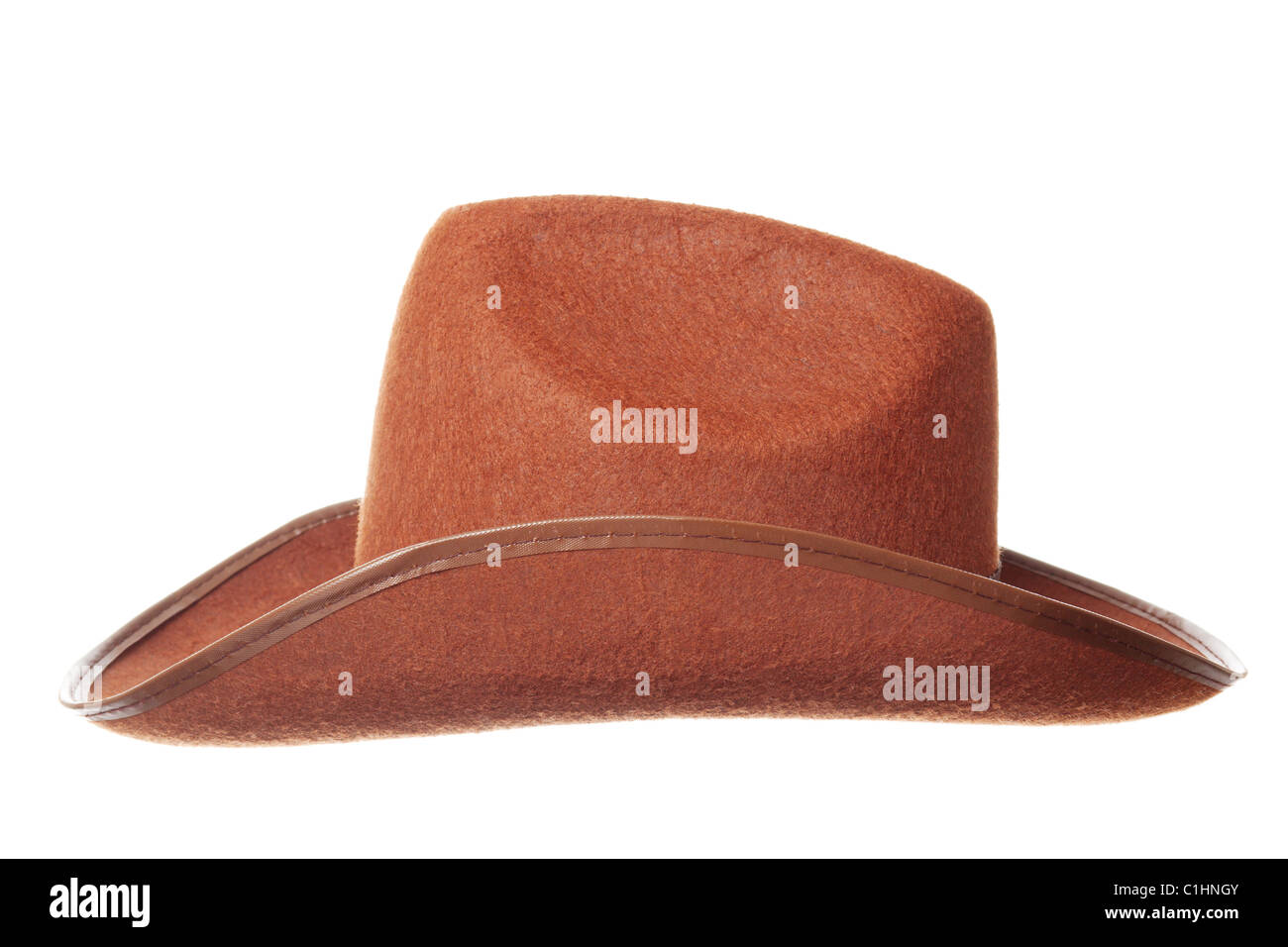Brown cowboy hat isolated over white background Stock Photo