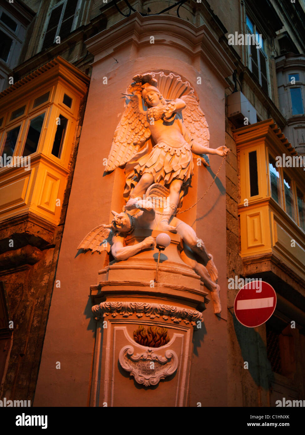 Statue of Archangel Michael in Valletta, Malta Stock Photo