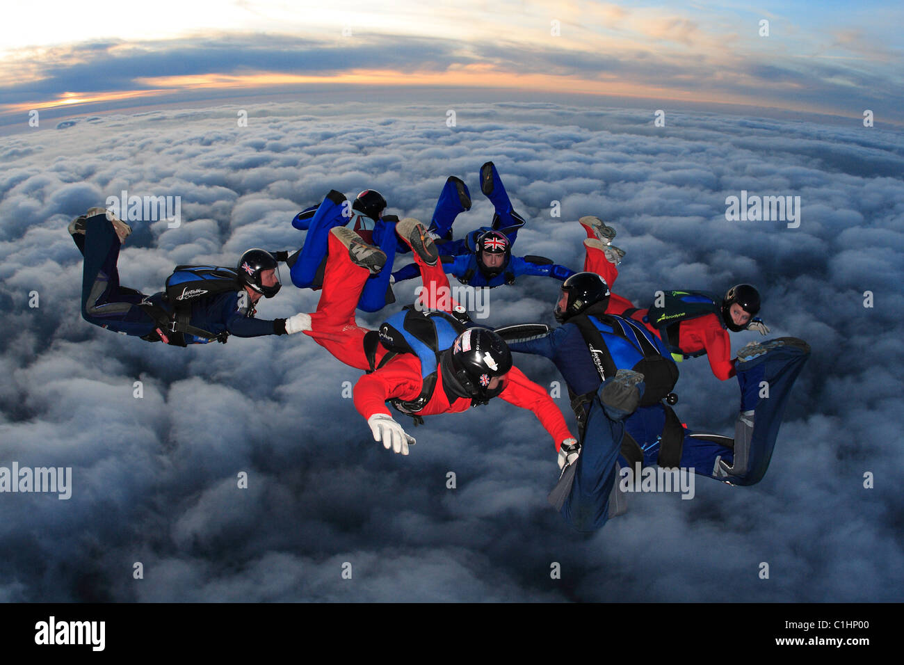 Skydive langar airfield british parachute schools formation sunset ...