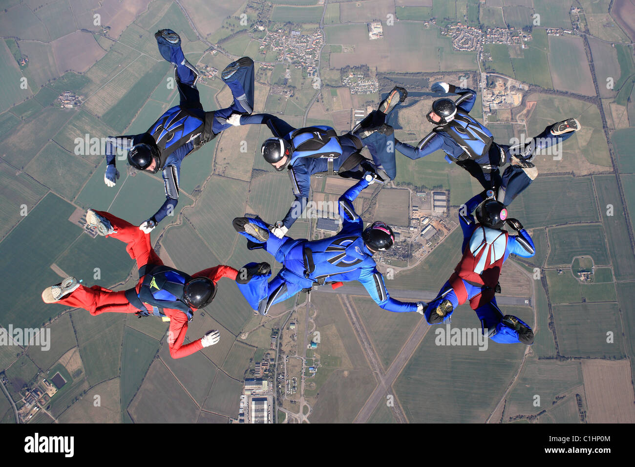 Skydive langar airfield british parachute schools 6 person formation