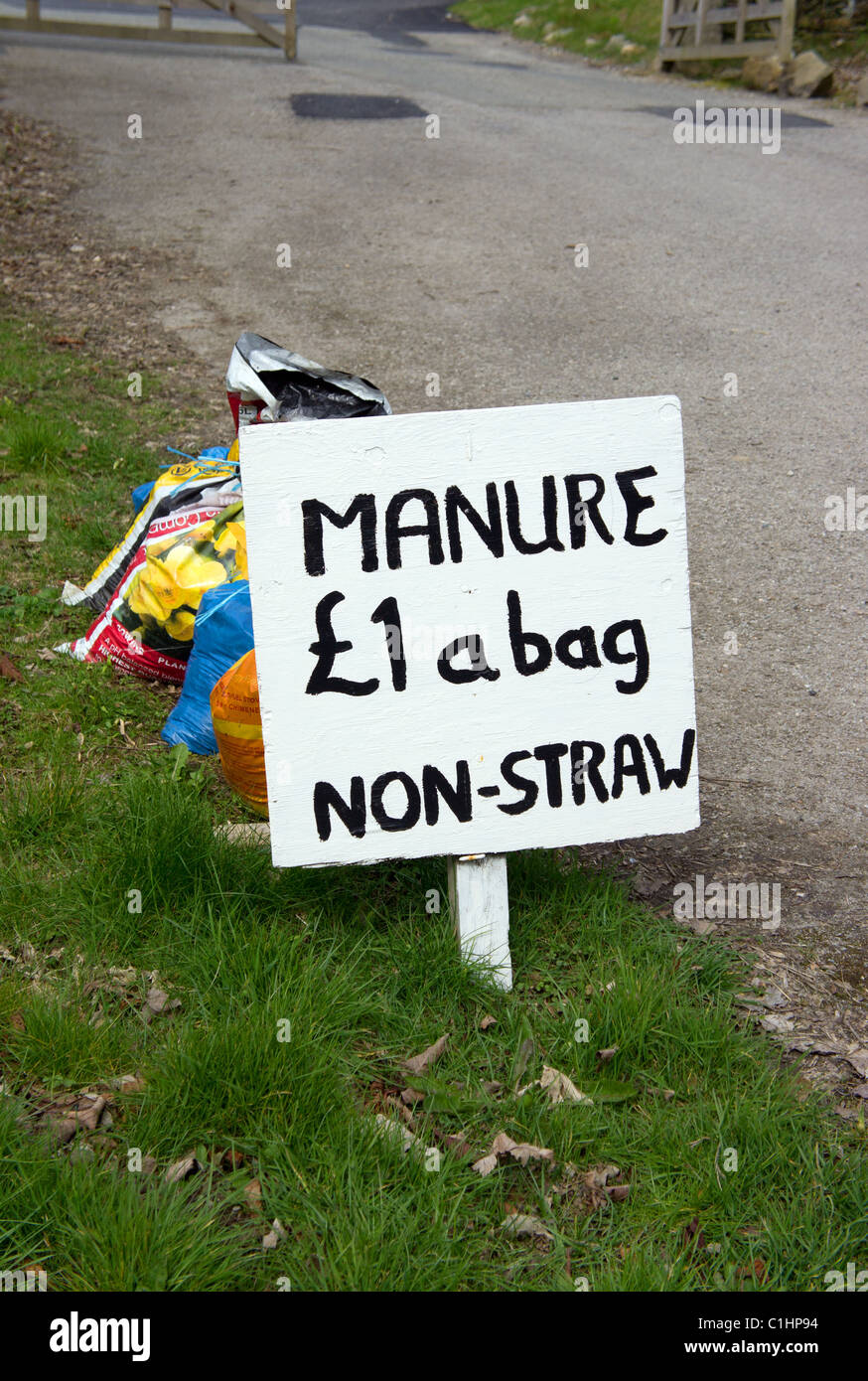 Farmyard manure in bags for sale, UK Stock Photo Alamy