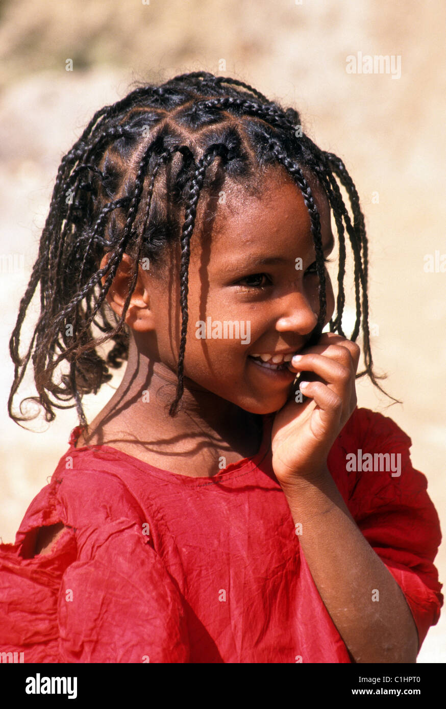 Little girl with cornrowed hair, Harar, Ethiopia Stock Photo