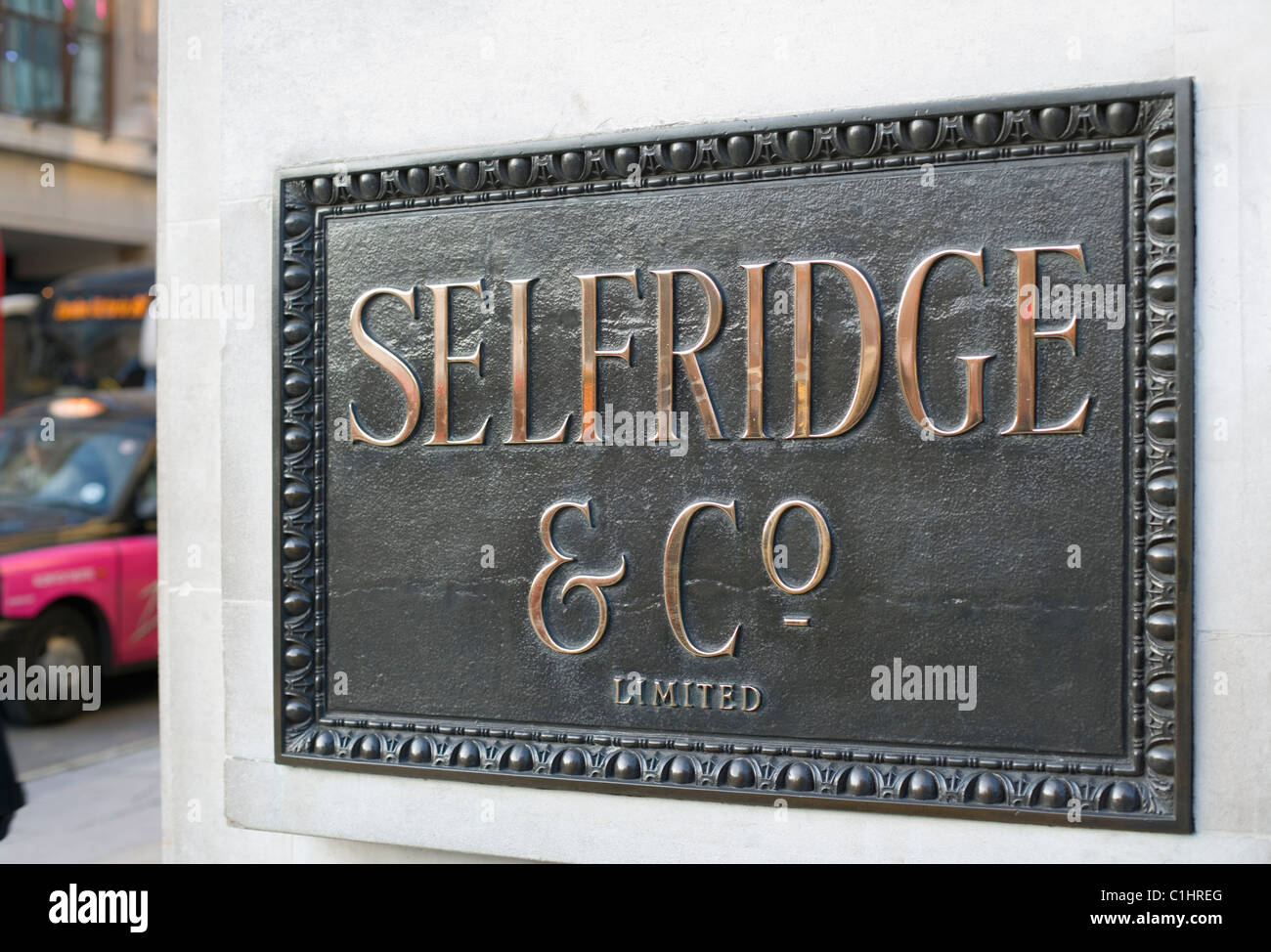 Selfridges sign, Oxford Street, London, UK, Stock Photo