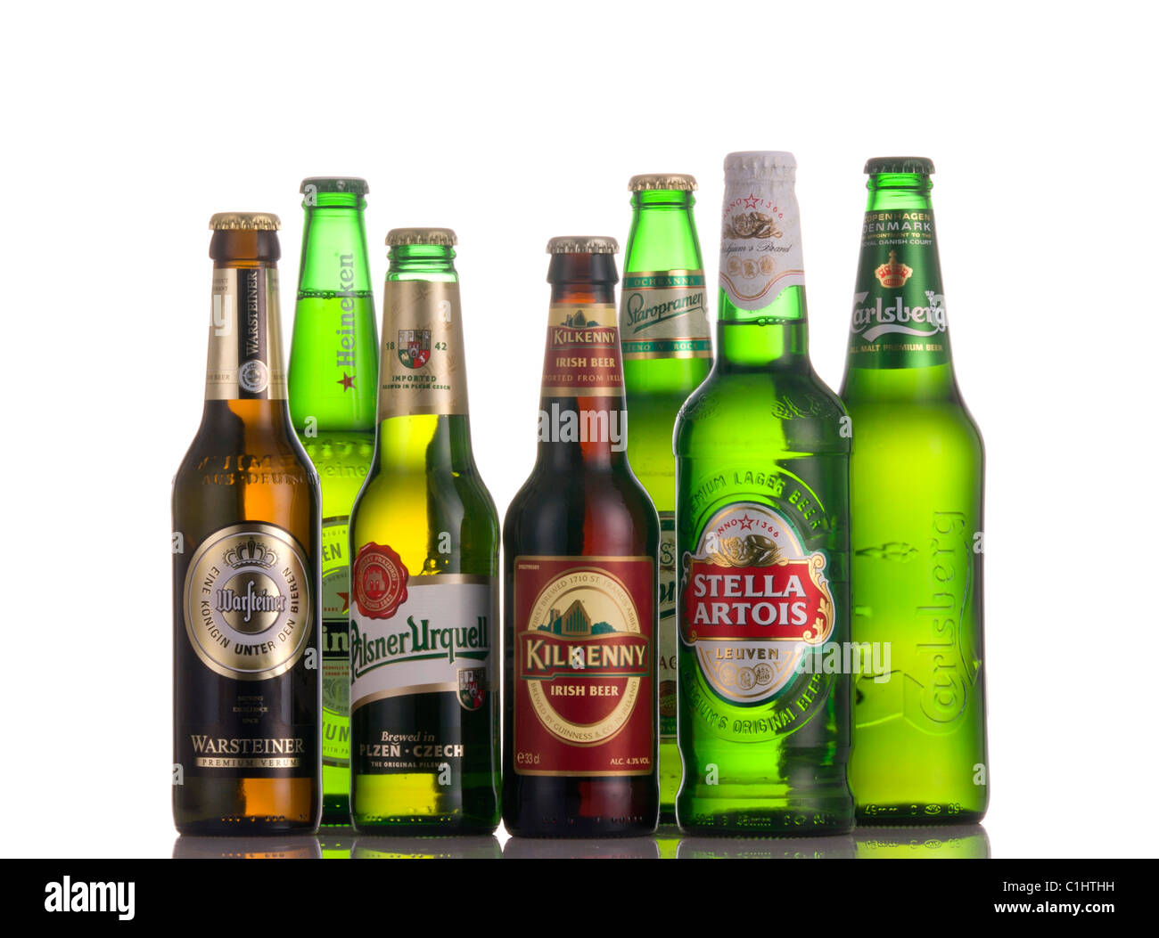 beer bottle, beer bottles cutout Stock Photo