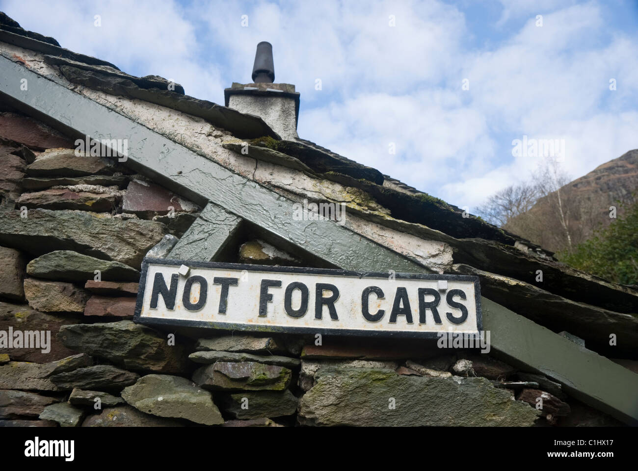 Not for Cars sign, near Grasmere Stock Photo