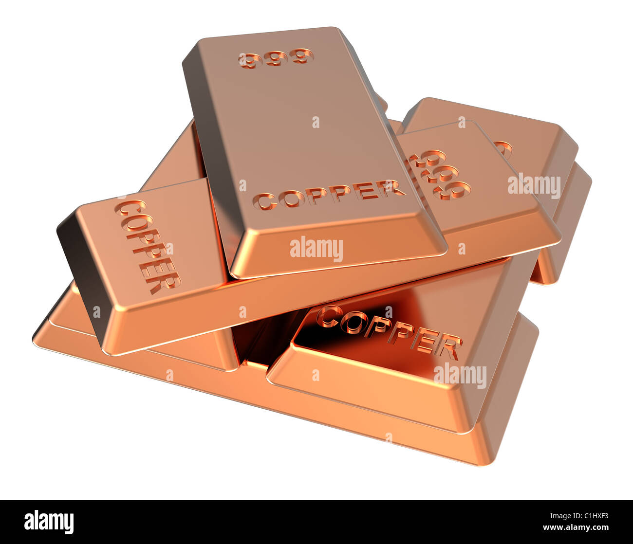 Copper ingots isolated on white Stock Photo Alamy