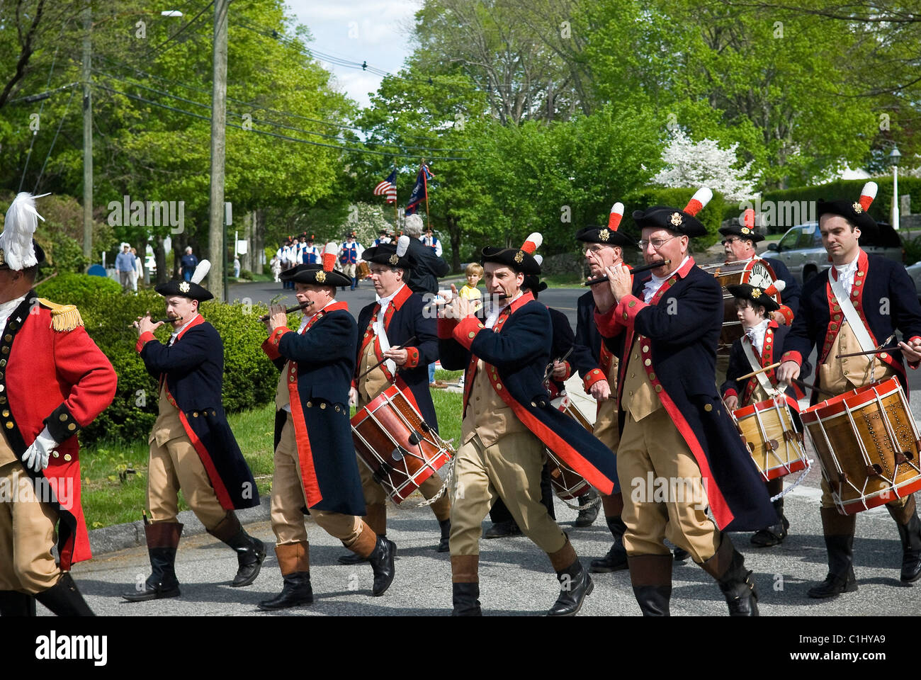 Pipe and drum pageant in Essex, Connecticut, USA Stock Photo
