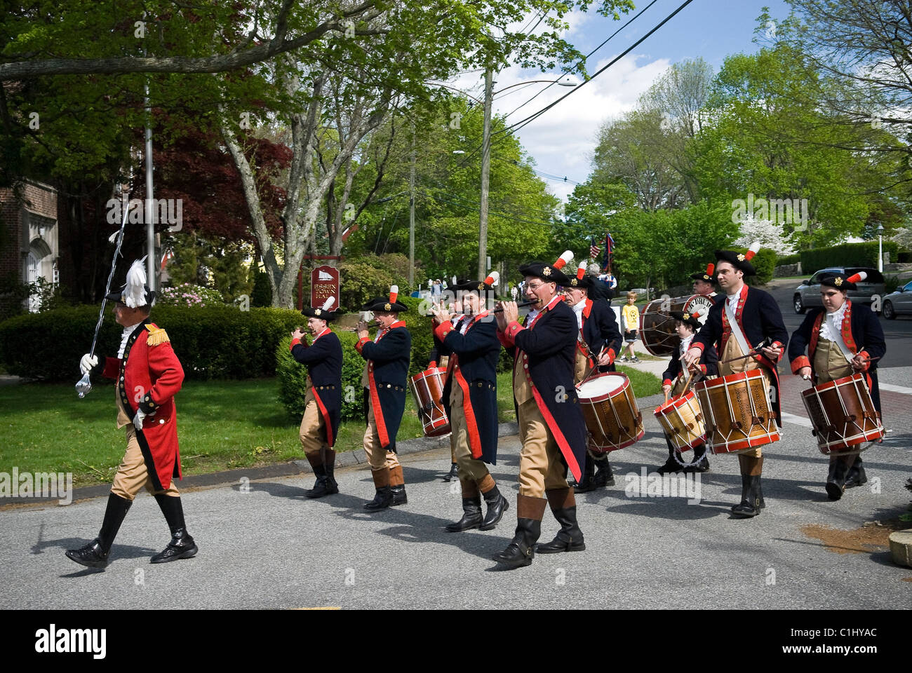 Pipe and drum pageant in Essex, Connecticut, USA Stock Photo