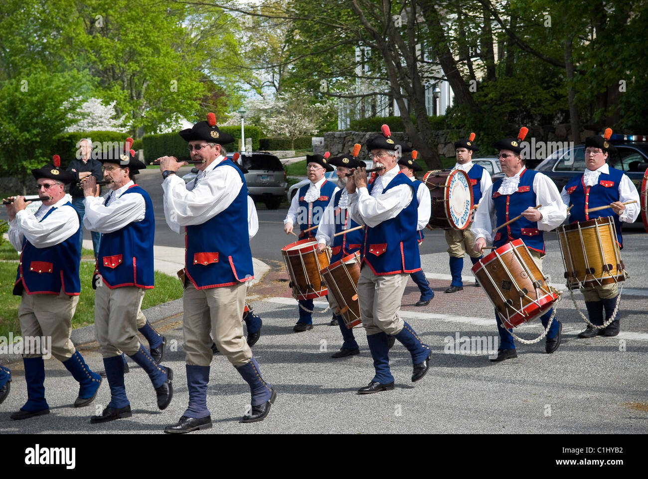 Pipe and drum pageant in Essex, Connecticut, USA Stock Photo