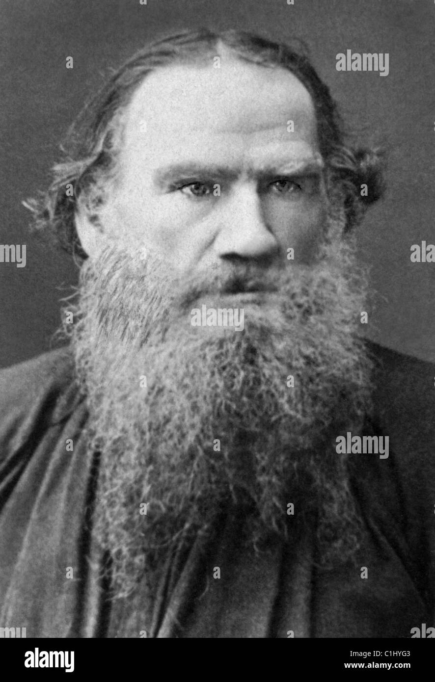Vintage portrait photo of Russian writer Leo Tolstoy (1828 – 1910) – author of War and Peace + Anna Karenina. Photo circa 1880 – 1885. Stock Photo