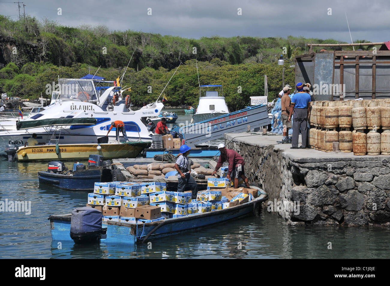 port Puerto Ayora Santa Cruz  island Galapagos Ecuador Stock Photo