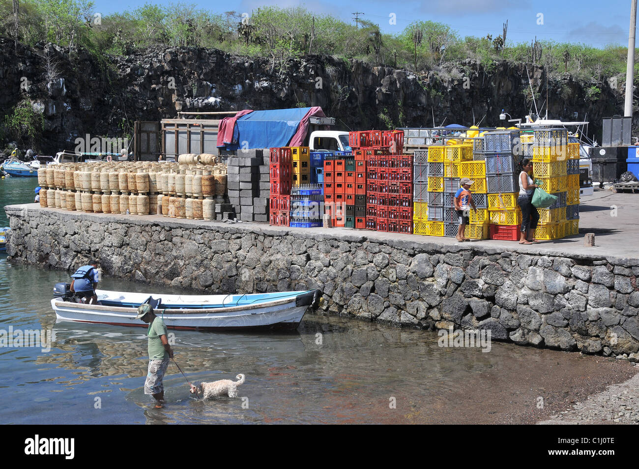 port Puerto Ayora Santa Cruz island Galapagos Ecuador Stock Photo