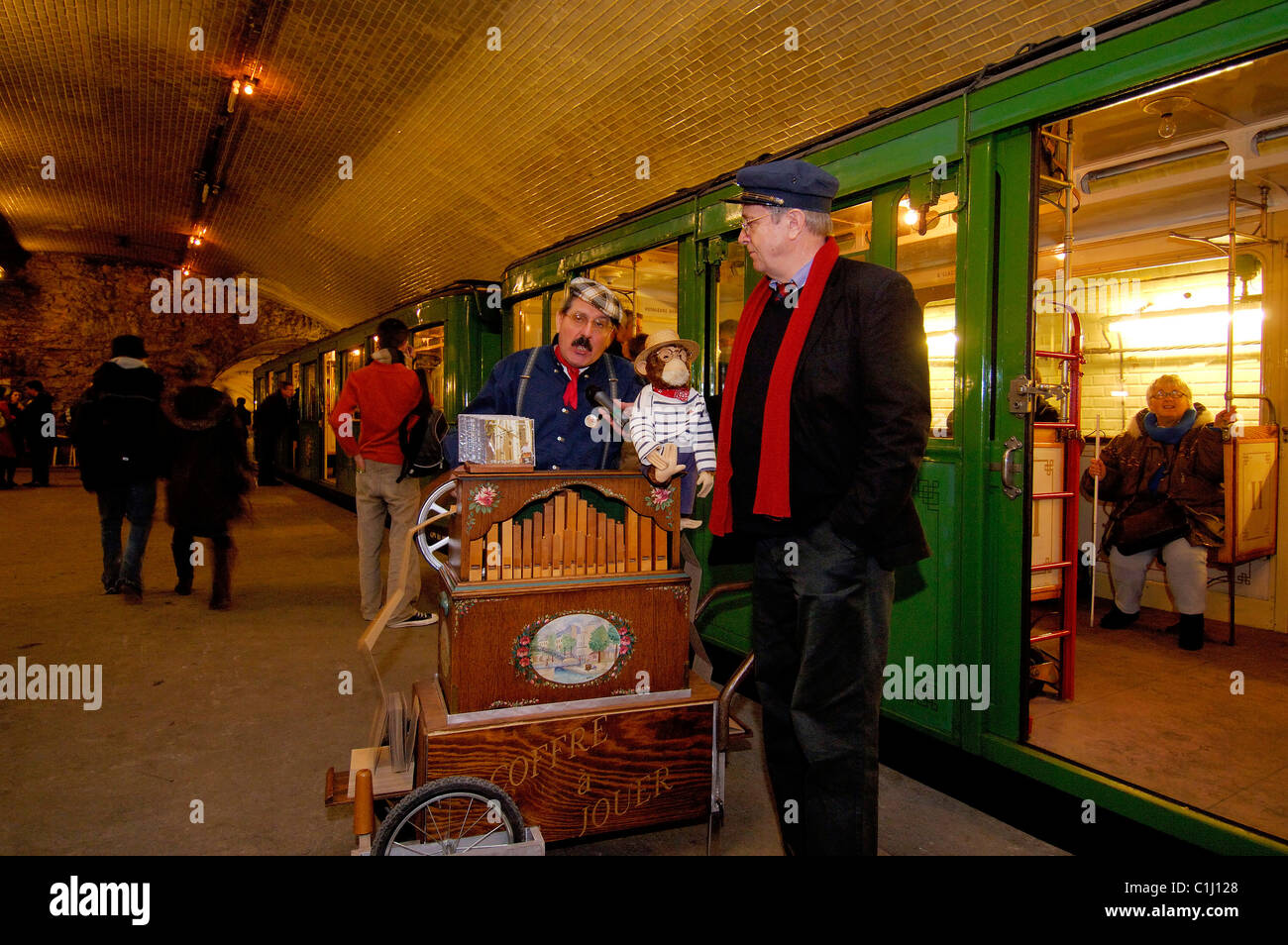 France, Paris, last Metro visit and discovery of the Parisian underground on an old Sprague train Stock Photo