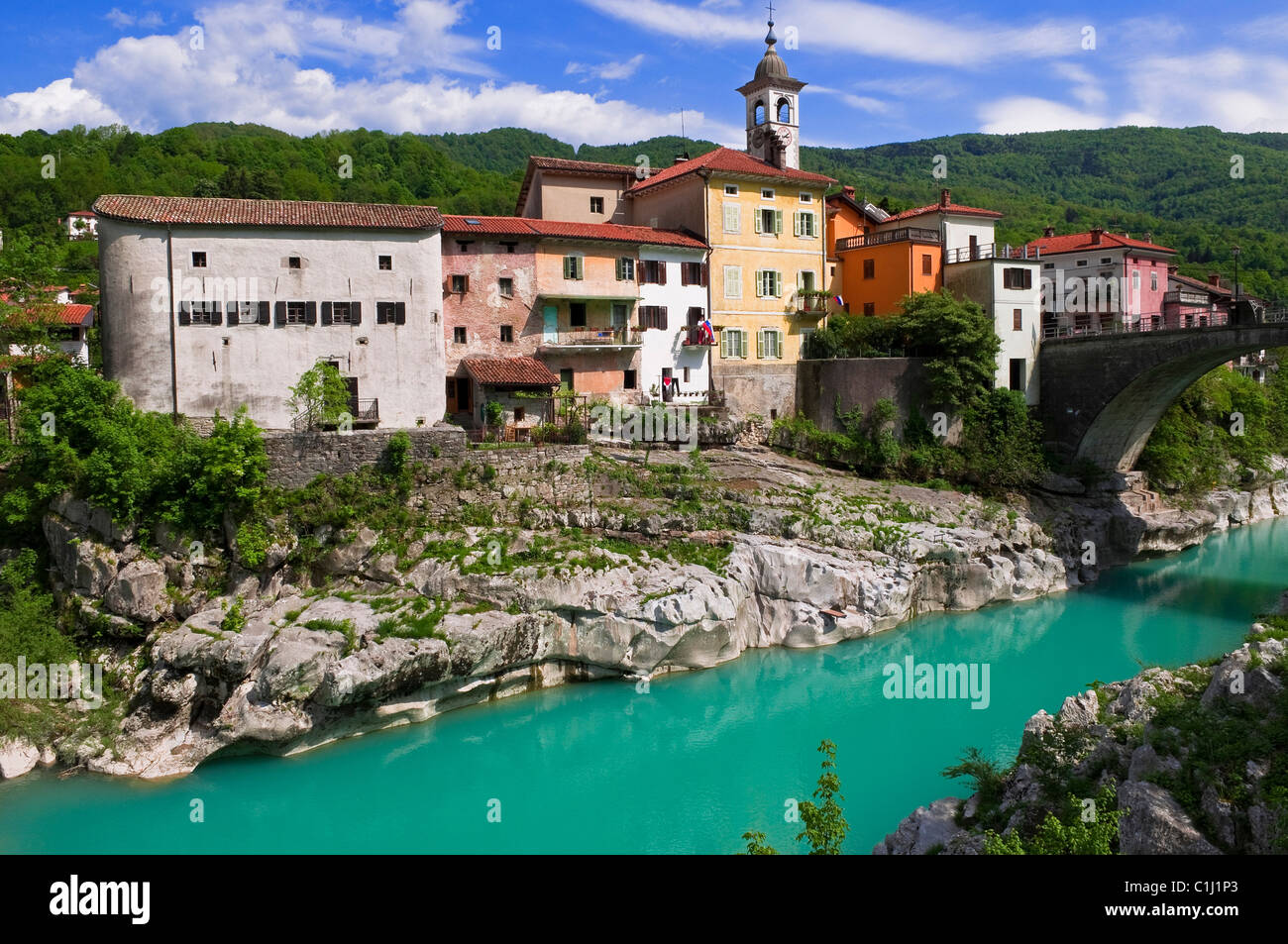 Kanal ob Soci, Soca River, Slovenia Stock Photo