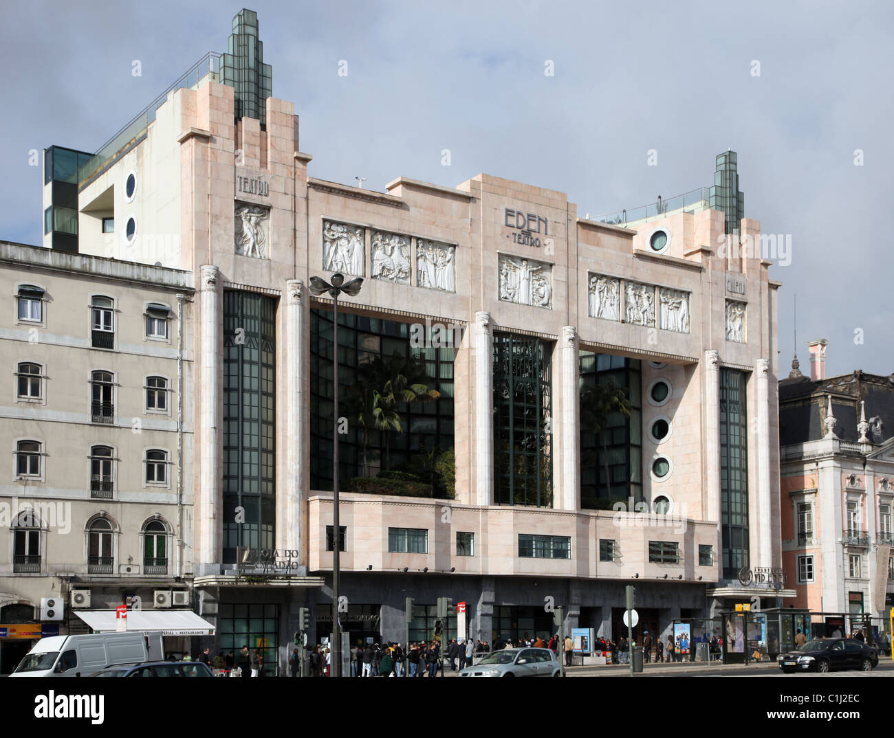 Teatro Eden, Art Deco building, Praca dos Restauradores, Lisbon Stock Photo