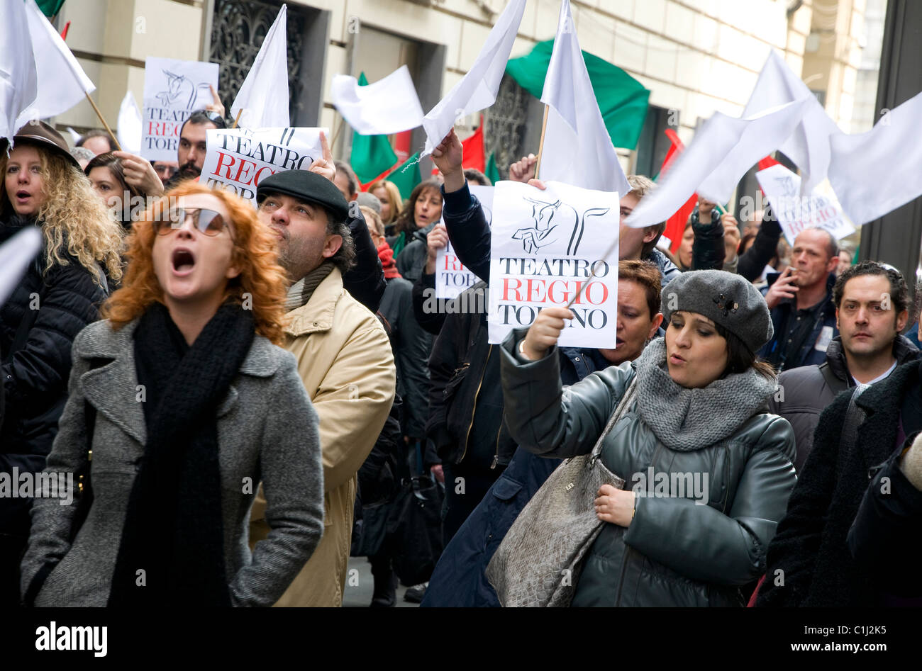 peaceful protest, turin, italy Stock Photo
