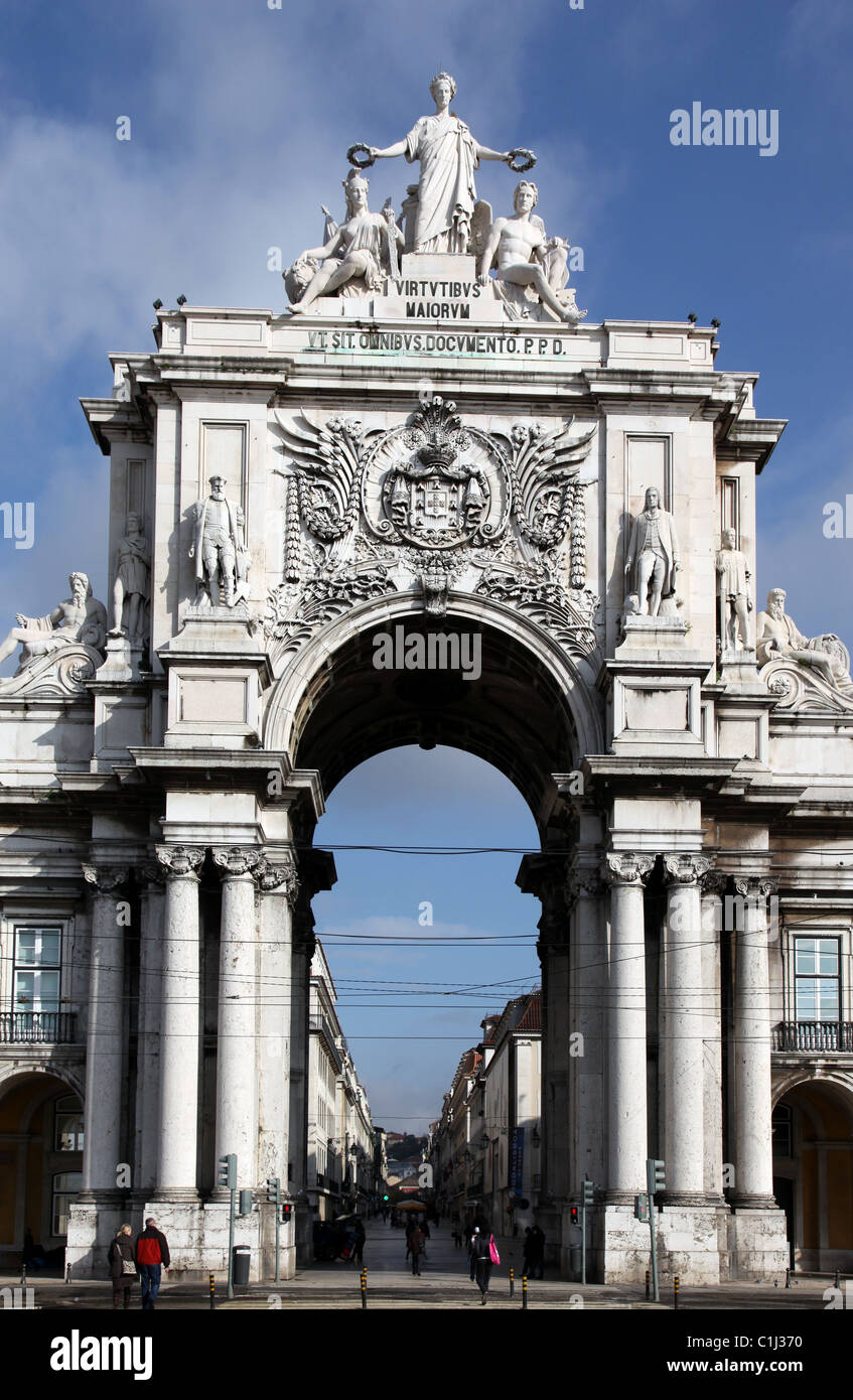 Triumphal Arch, Praca do Comercio, Lisbon, Portugal Stock Photo