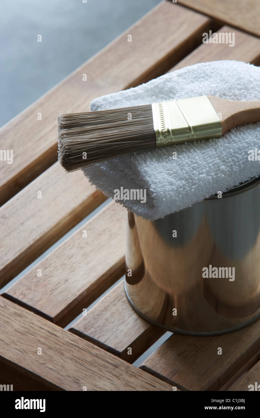 Wood Bench and Wood Stain Stock Photo Alamy