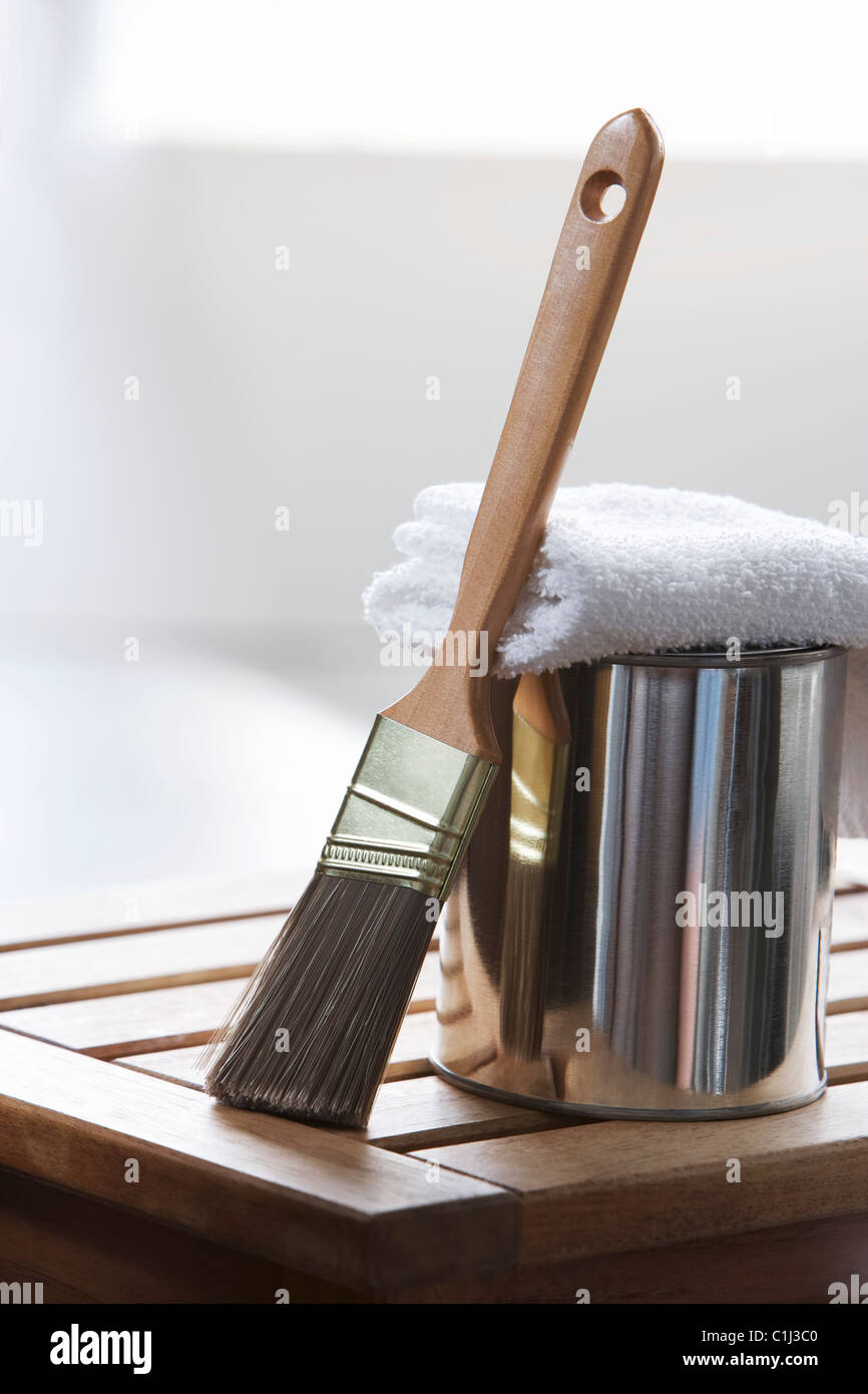 Wood Bench and Wood Stain Stock Photo Alamy