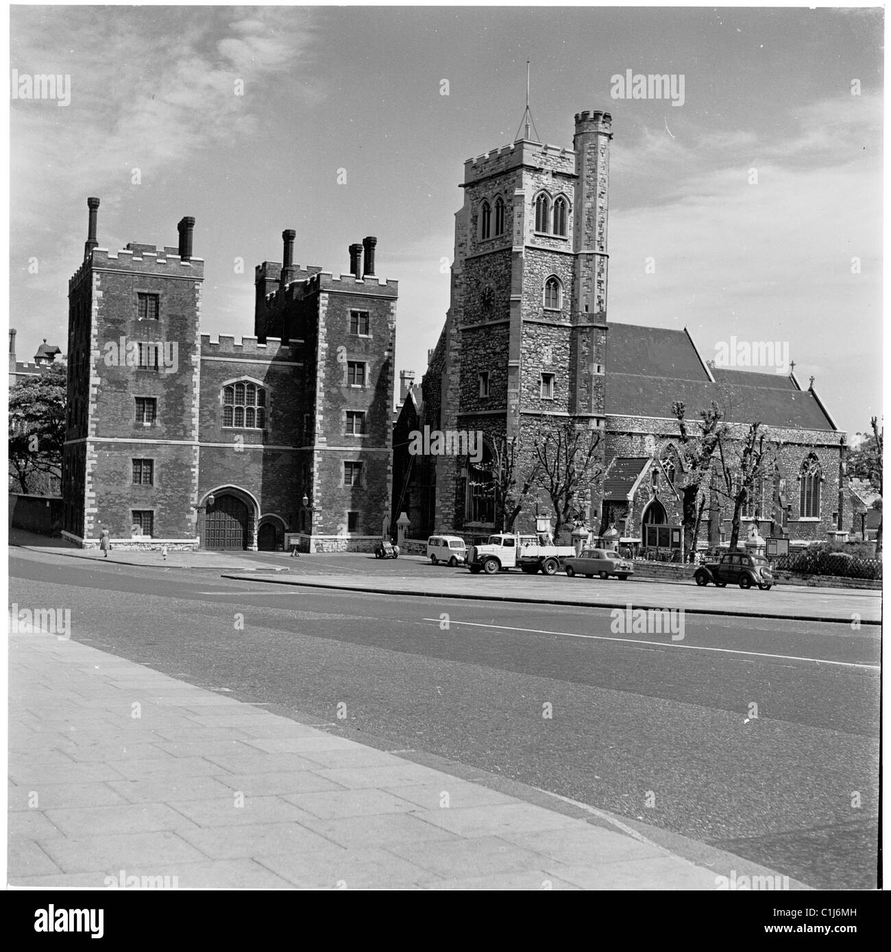 1950s, Lambeth Palace, the Official London residence of the Archbishop of Canterbury, located by the River Thames, Lambeth Palace Rd, London, England. Stock Photo