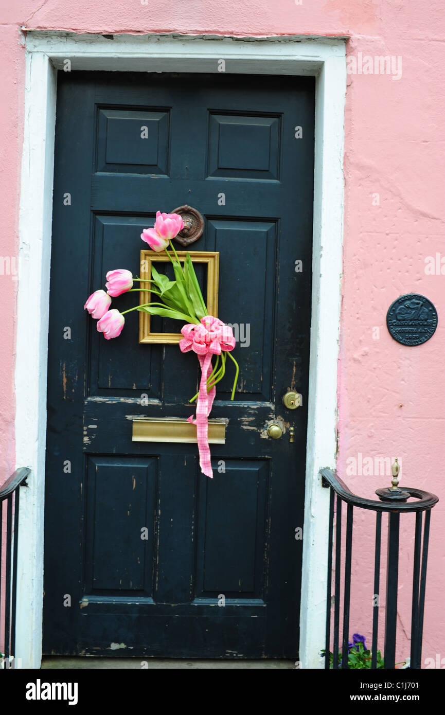 Pink House front door originally an 18th century pub Stock Photo
