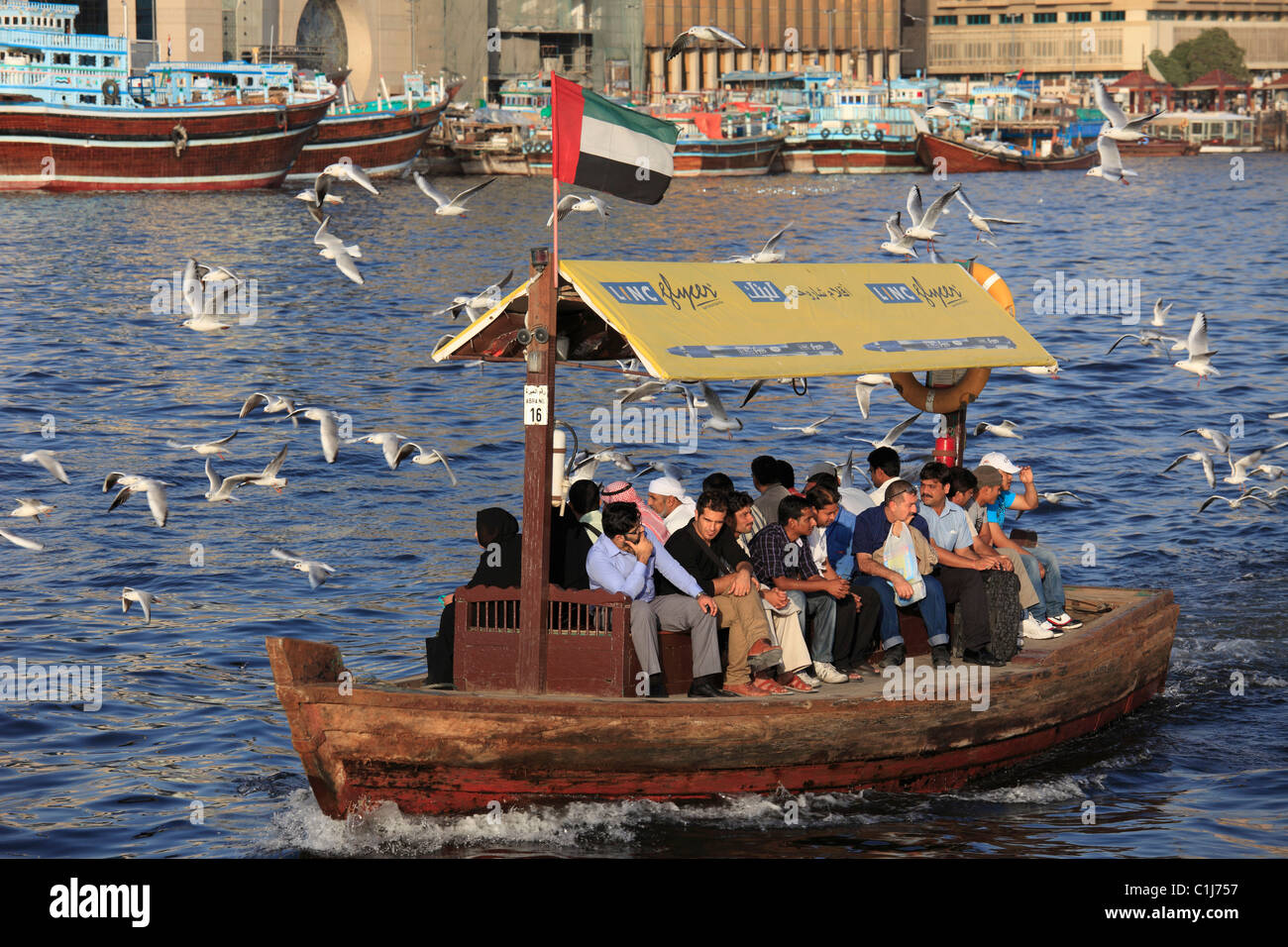 United Arab Emirates, Dubai, Creek, abra boat, Stock Photo