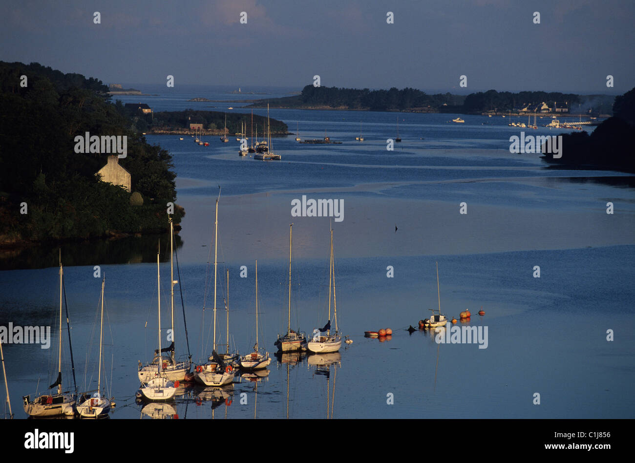 France, Finistere, Aber Wrac'h, anchoring near Paluden Stock Photo