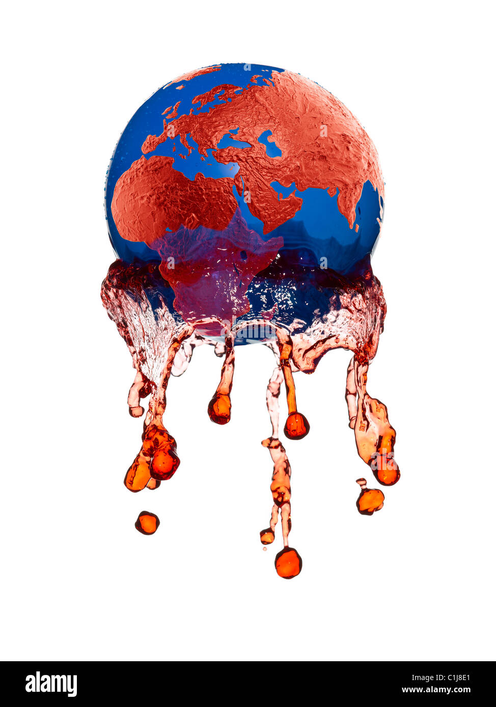 World Globe bleeding Stock Photo