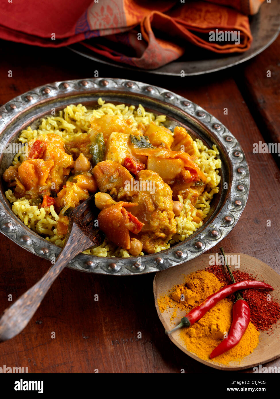 Vegetable curry vegetarian Indian main meals Stock Photo