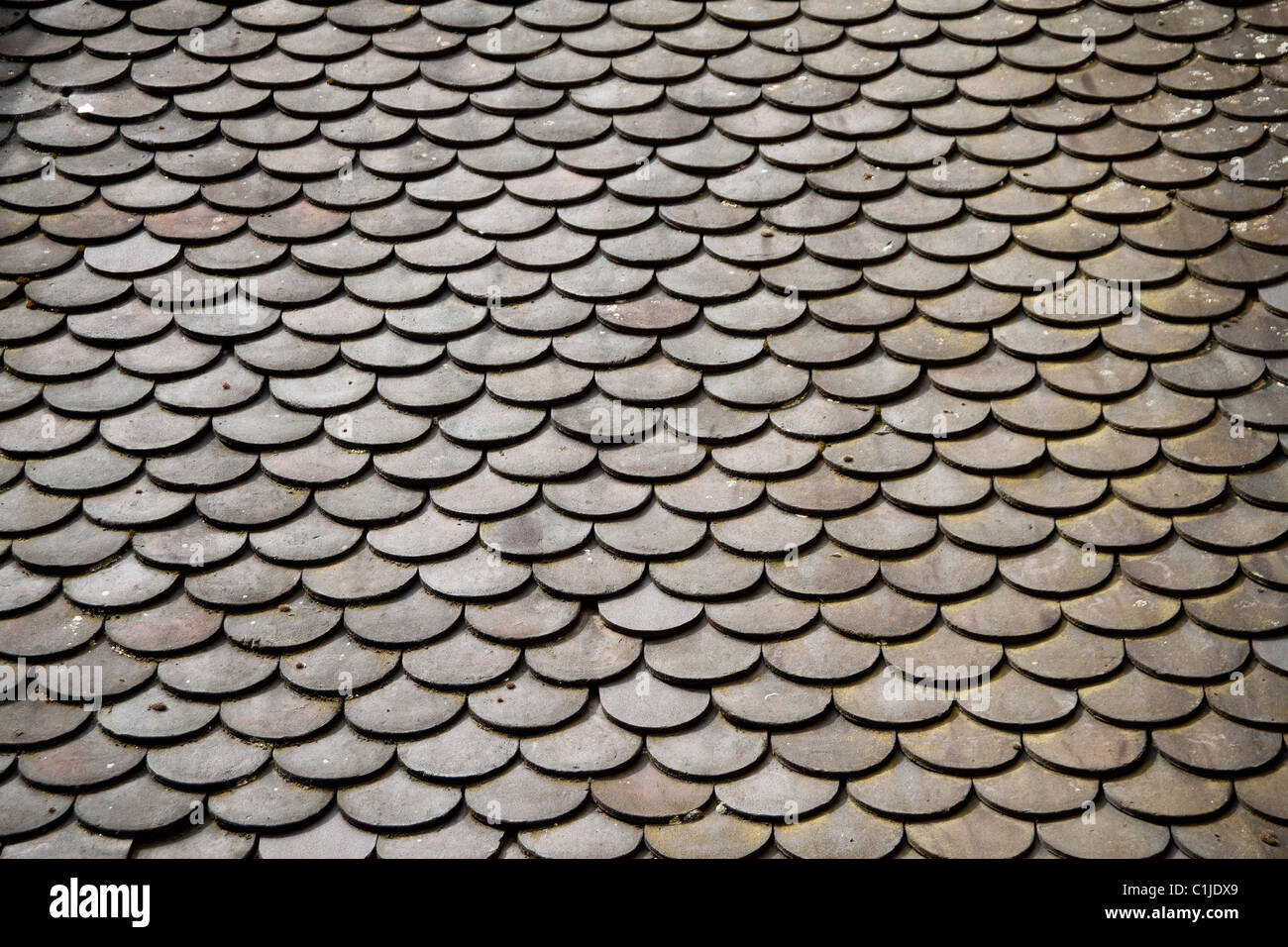Background tiled roof in nice scaled pattern Stock Photo